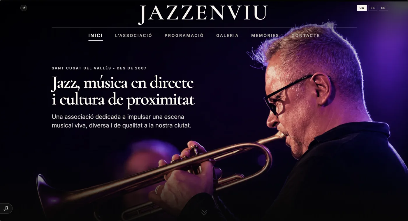 La web jazzenviu.com, diseñada por Unai Rodríguez